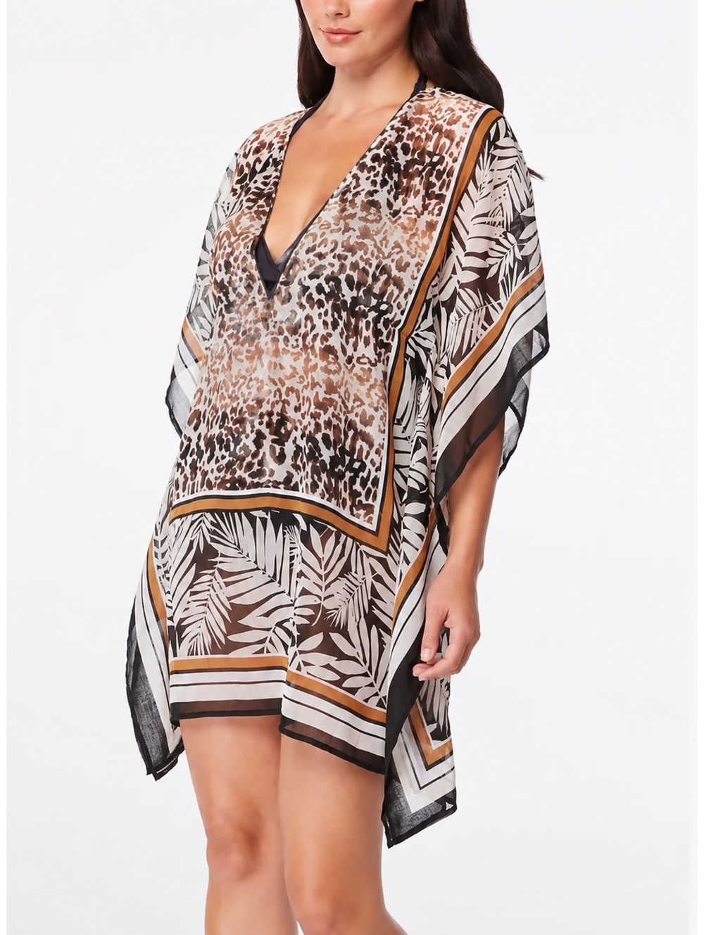 Bleu Rod Beattie Chiffon Caftan Cover Up Animal Print Swim Size M